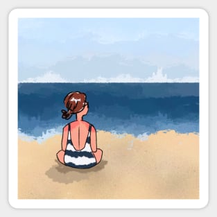 lady on the beach Sticker